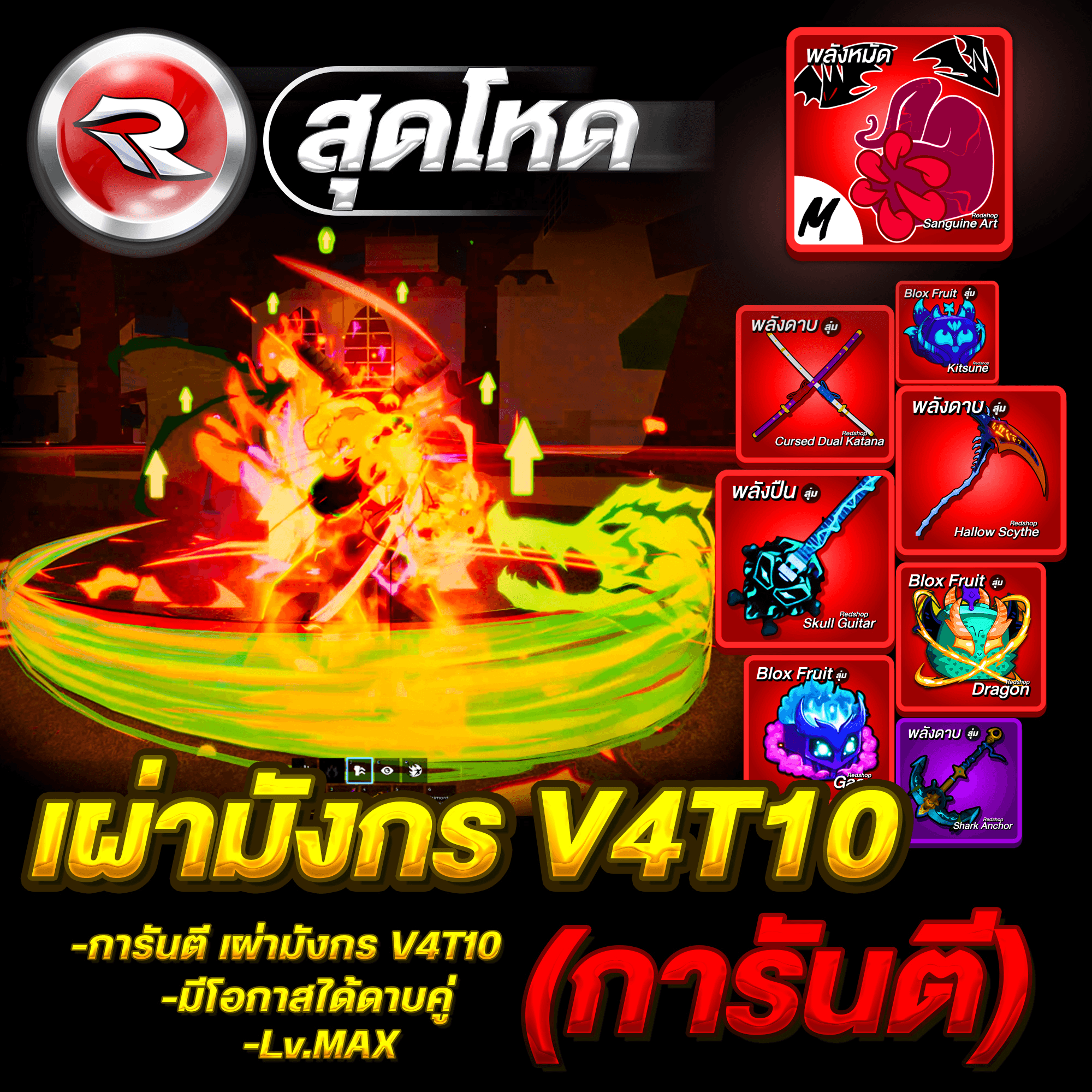 ไก่ตันเผ่ามังกร 7หมัด🐉V4T10🔥ลุ้นได้ดาบคู่โอเด้ง ได้รหัส100%✅ประกันกุญแจ 7 วัน. 🔐 Lv.2800MAX