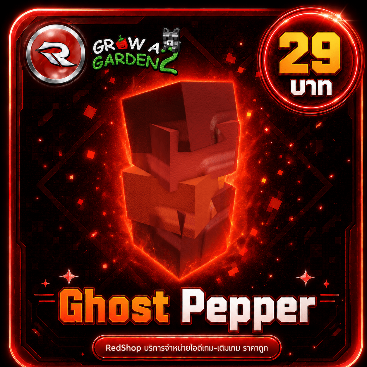 ไอดีไก่🌶️เมล็ด Ghost Pepper 🌶️⚡แมพ Grow a Garden 2⚡ใช้ แค่@ชื่อในเกม✨
