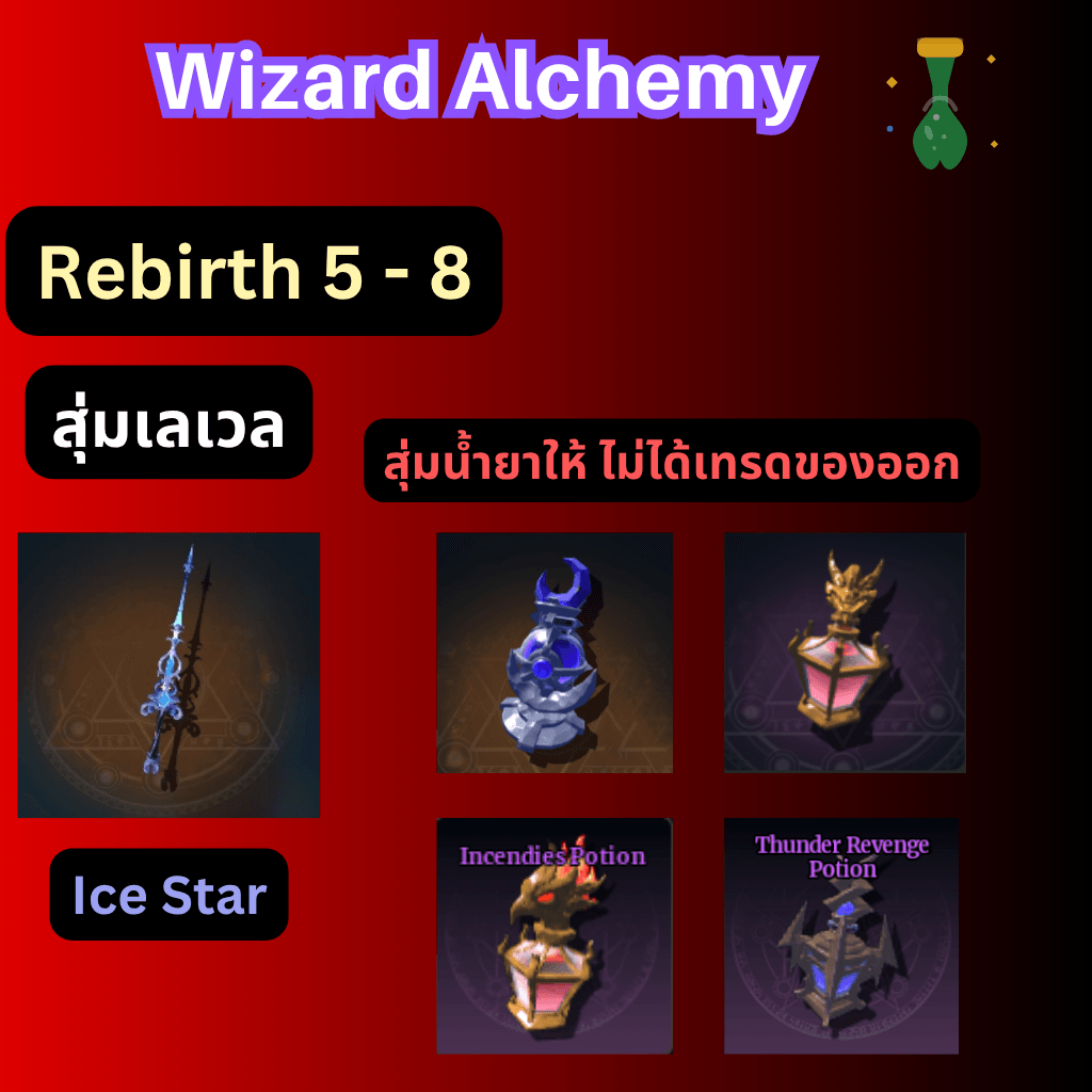 [Wizard Alchemy] ไก่ Rebirth 5-8 IceStar สุ่มของในตัว ไม่ได้เทรดของออก