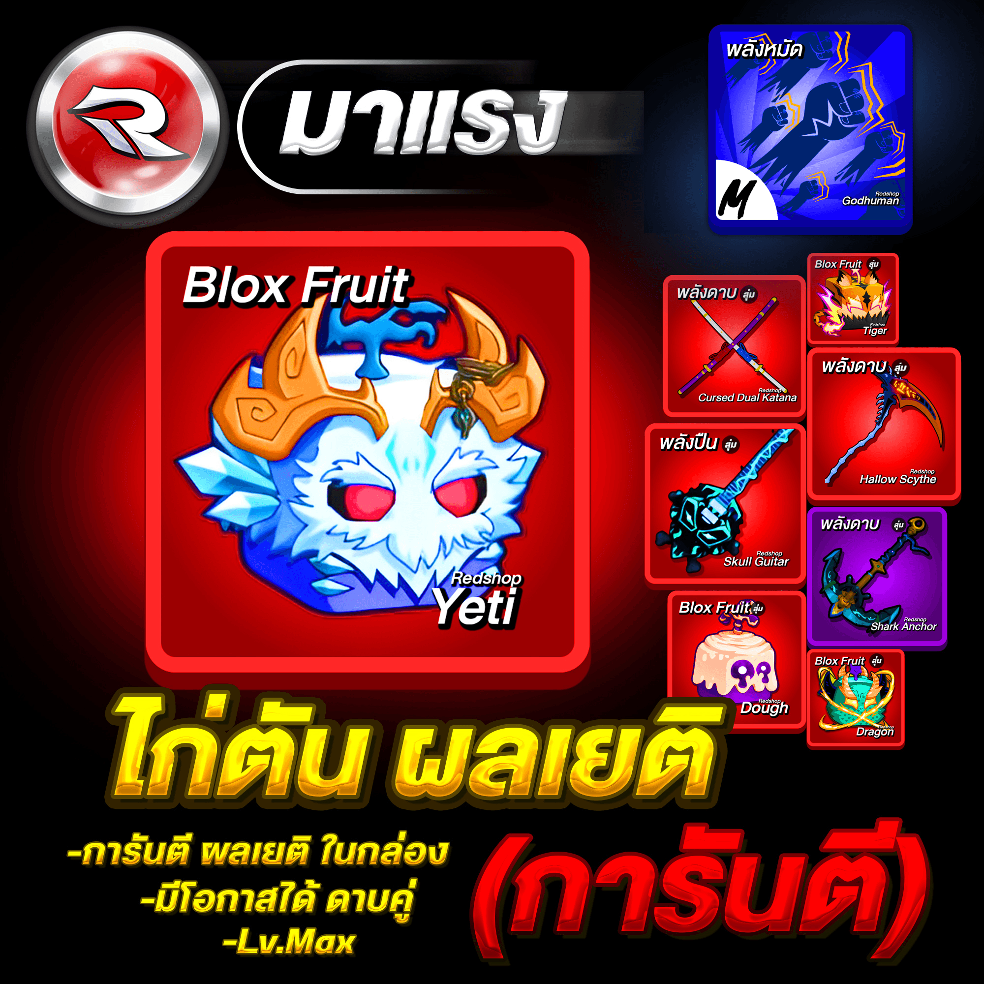 ไก่ตันผลเยติ🌟ในกล่อง🔥ลุ้นได้ดาบคู่โอเด้ง ได้รหัส100%✅ประกันกุญแจ 1 วัน.🔐 Lv.MAX