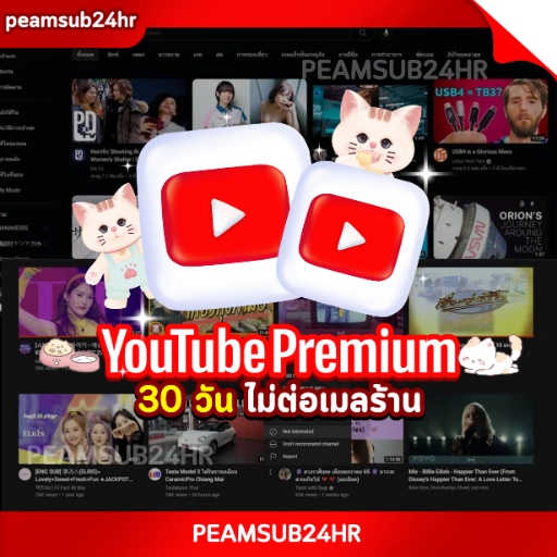 YouTube 30 DAYS (ไม่ต่อ เมลร้าน) 